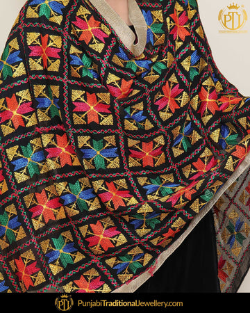 Black Shade Satrangi Color Phulkari | Punjabi Traditional Jewellery Exclusive
